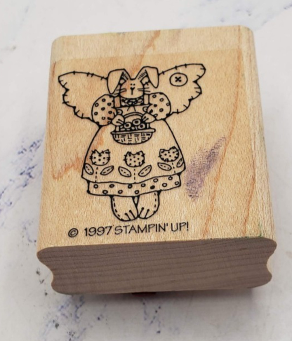 Stampin Up Easter Bunny Quilted Spring Angel Wood Mounted Rubber Stamp